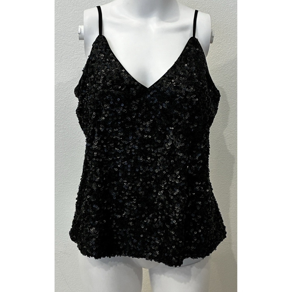 BARDOT Black Sequin Cocktail Glam Cami Sleeveless Top Size 10/L Party Event